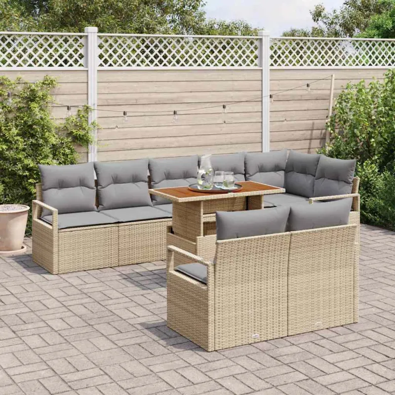Sodo Sofų Rinkinys su pagalve su pagalve 9 pcs Bežinė ir pilka