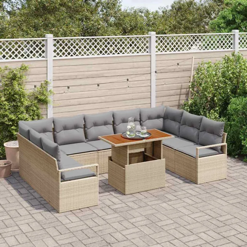 Sodo Sofų Rinkinys su pagalve 10 pcs Bežinė ir pilka