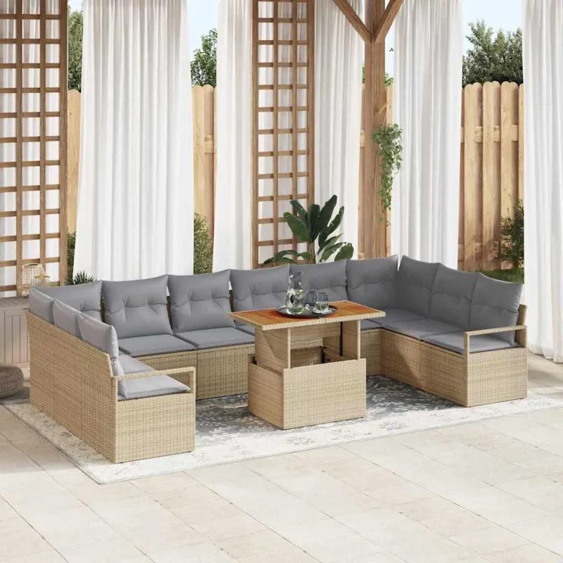Sodo Sofų Rinkinys su pagalve 11 pcs Bežinė ir pilka