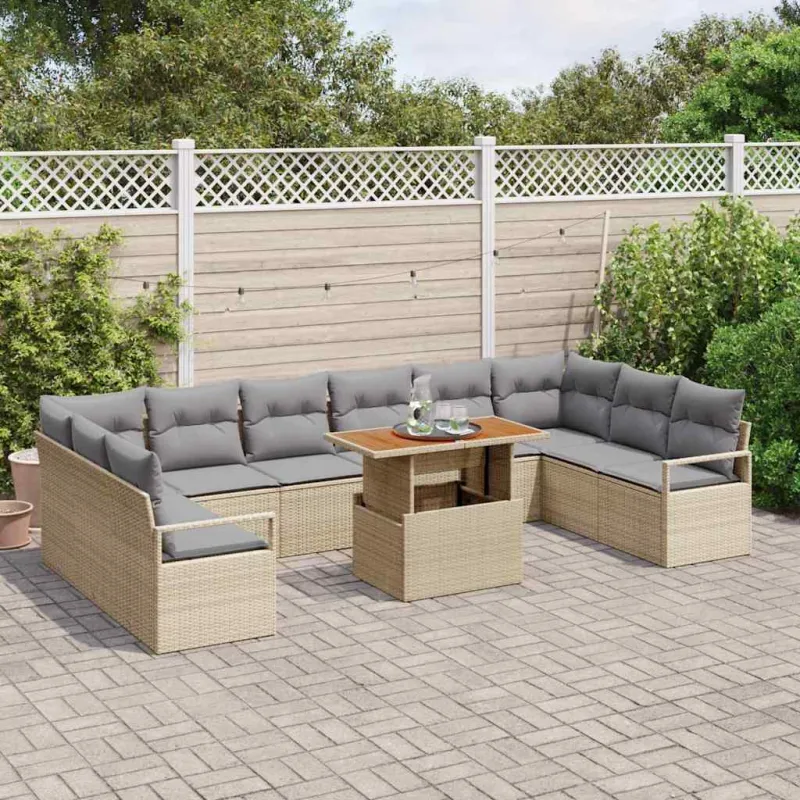 Sodo Sofų Rinkinys su pagalve 11 pcs Bežinė ir pilka