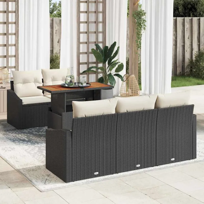 Sodo valgomojo komplektas su pagalve 6 pcs Juoda ir kreminė