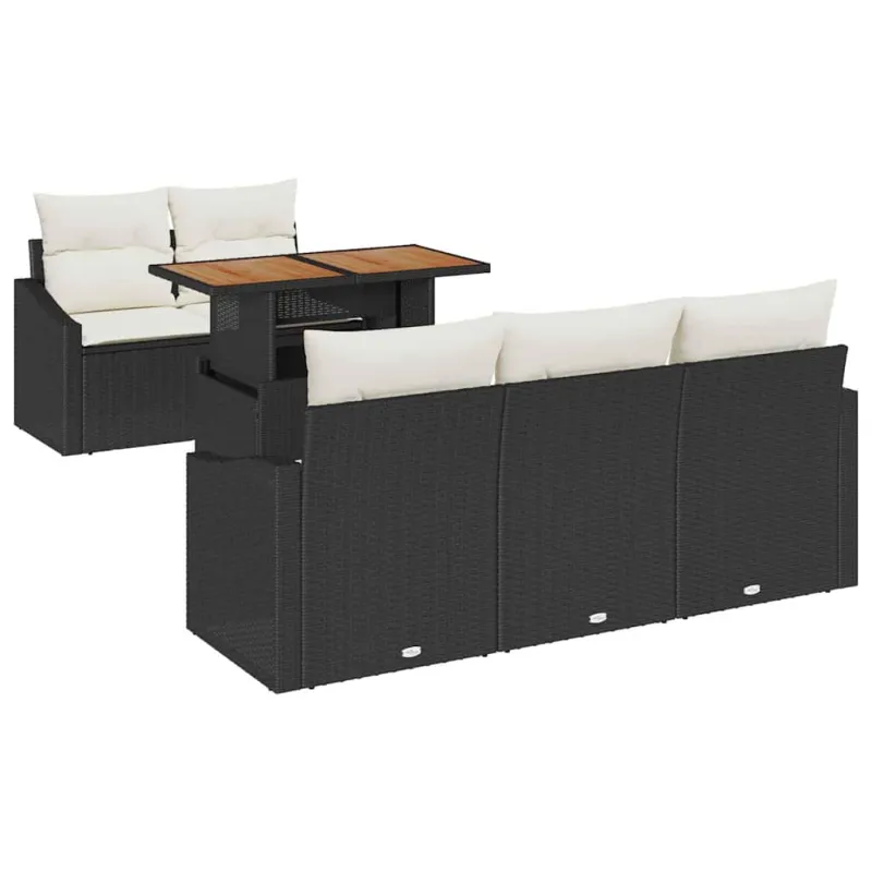 Sodo valgomojo komplektas su pagalve 6 pcs Juoda ir kreminė