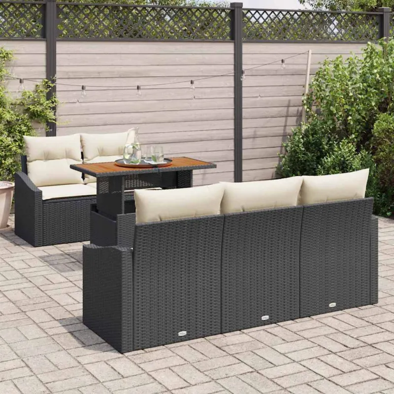 Sodo valgomojo komplektas su pagalve 6 pcs Juoda ir kreminė