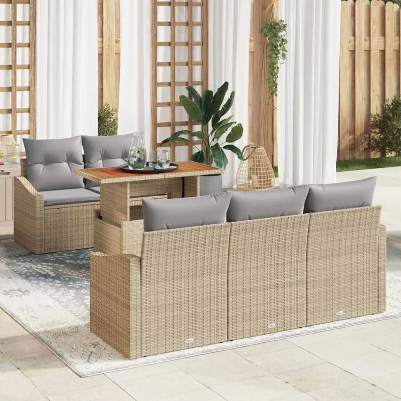 Sodo valgomojo komplektas su pagalve 6 pcs Bežinė ir pilka
