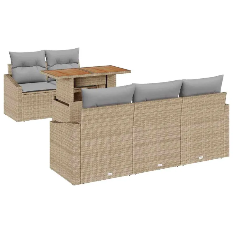 Sodo valgomojo komplektas su pagalve 6 pcs Bežinė ir pilka