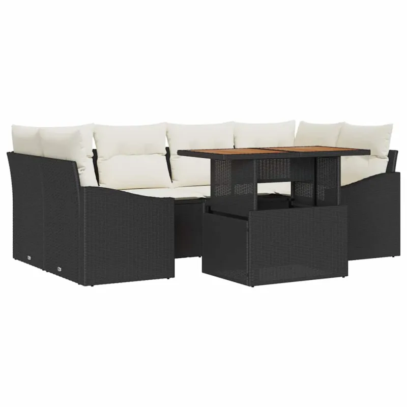 Sodo valgomojo komplektas su pagalve 7 pcs Juoda ir kreminė