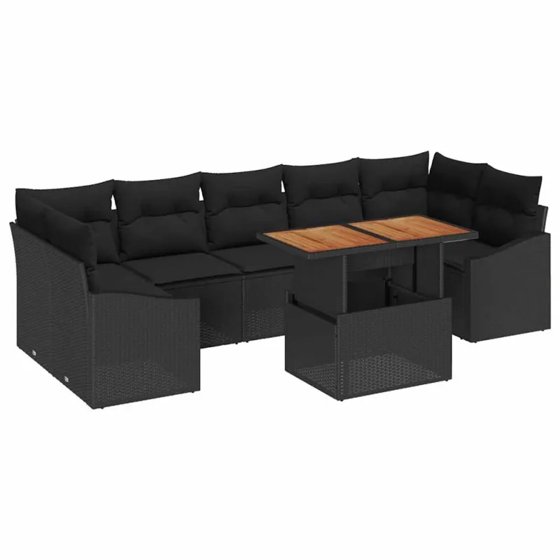 Sodo valgomojo komplektas su pagalve 8 pcs Juoda ir Ruda