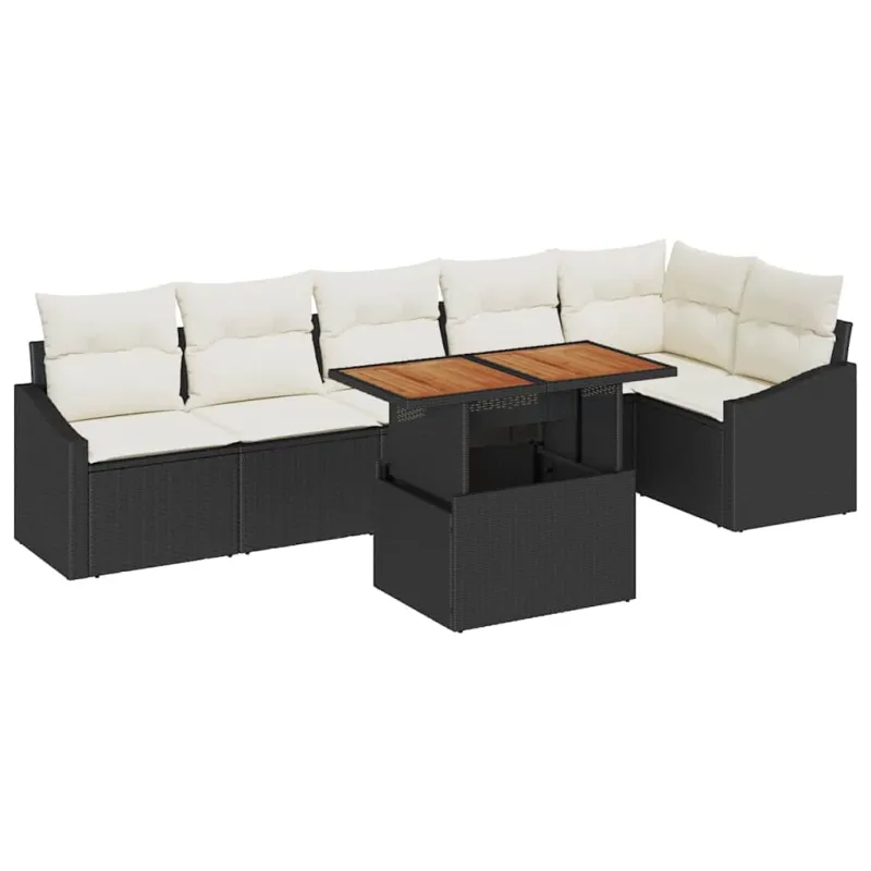 Sodo valgomojo komplektas su pagalve 7 pcs Juoda ir kreminė