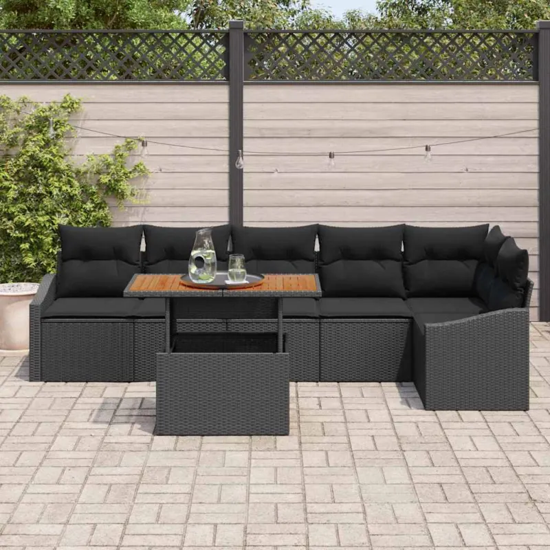 Sodo valgomojo komplektas su pagalve 7 pcs Juoda ir Ruda