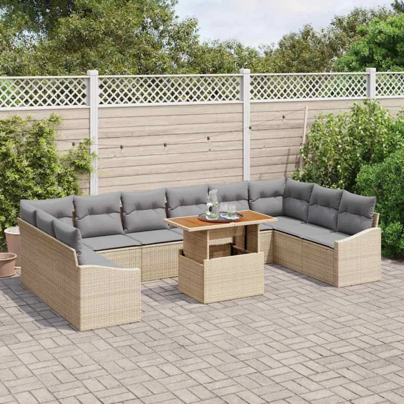 Sodo valgomojo komplektas su pagalve 11 pcs Bežinė ir pilka
