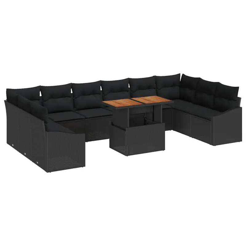 Sodo valgomojo komplektas su pagalve 11 pcs Juoda ir Ruda