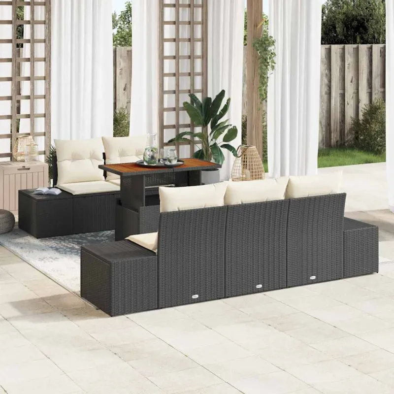 Sodo valgomojo komplektas su pagalve 6 pcs Juoda ir kreminė