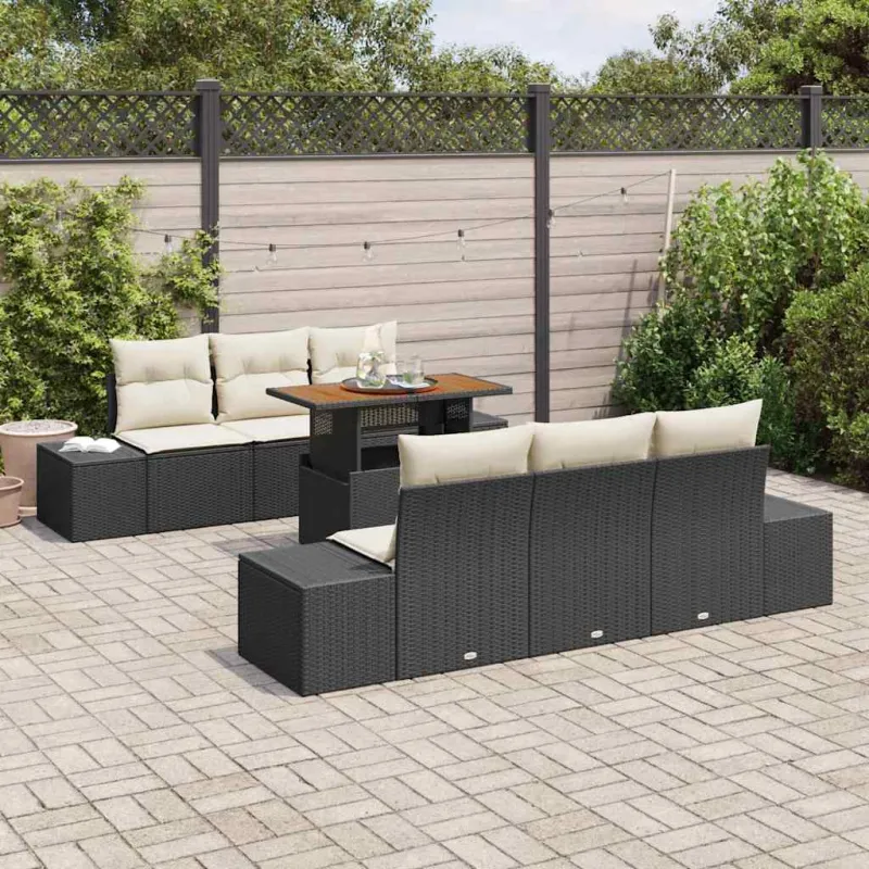 Sodo valgomojo komplektas su pagalve 7 pcs Juoda ir kreminė