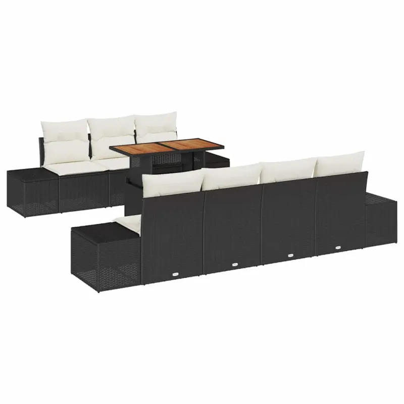 Sodo valgomojo komplektas su pagalve 8 pcs Juoda ir kreminė