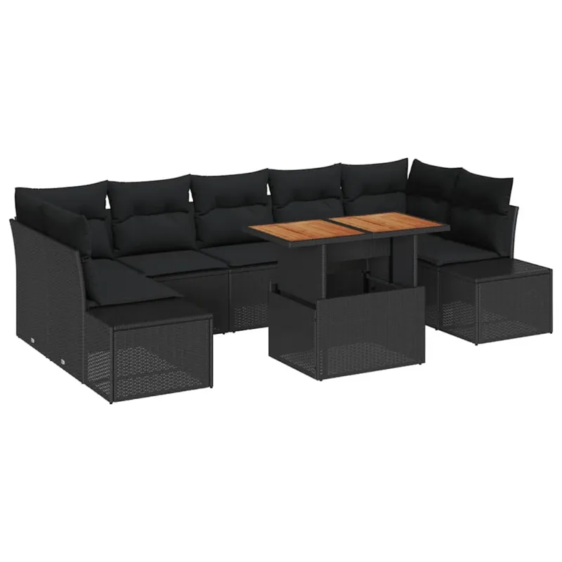 Sodo valgomojo komplektas su pagalve 8 pcs Juoda ir Ruda