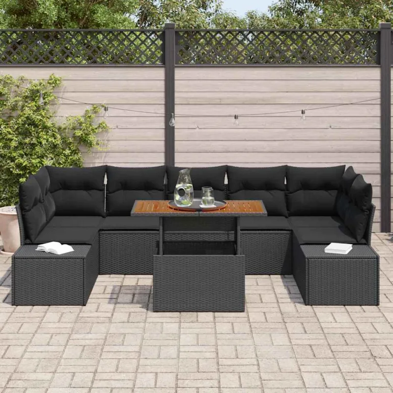 Sodo valgomojo komplektas su pagalve 8 pcs Juoda ir Ruda