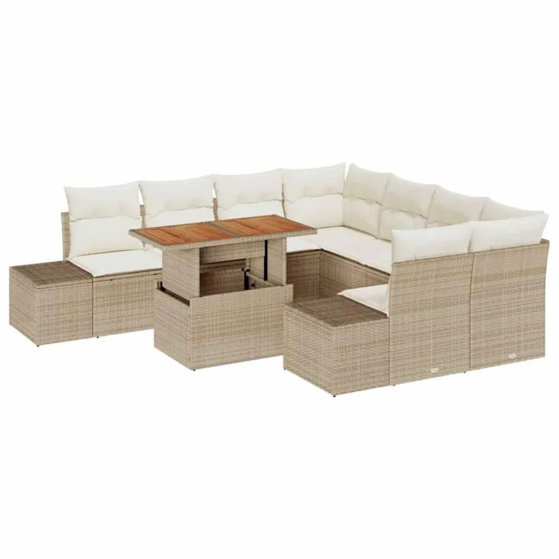Sodo valgomojo komplektas su pagalve 9 pcs Bežinė ir kreminė