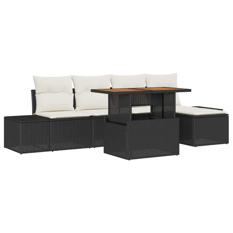 Sodo valgomojo komplektas su pagalve 6 pcs Juoda ir kreminė