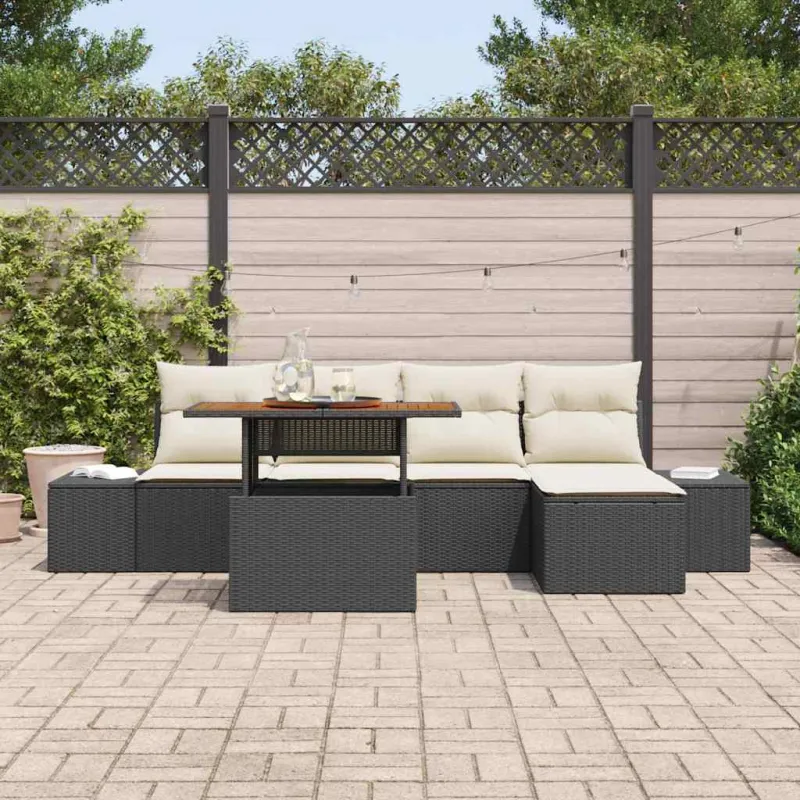 Sodo valgomojo komplektas su pagalve 6 pcs Juoda ir kreminė