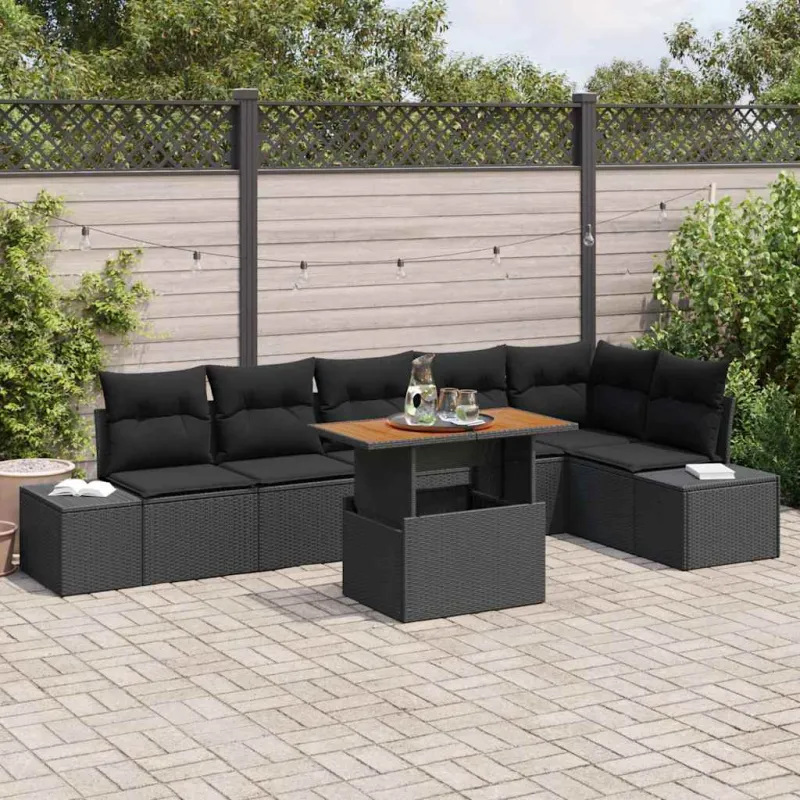 Sodo valgomojo komplektas su pagalve 7 pcs Juoda ir Ruda
