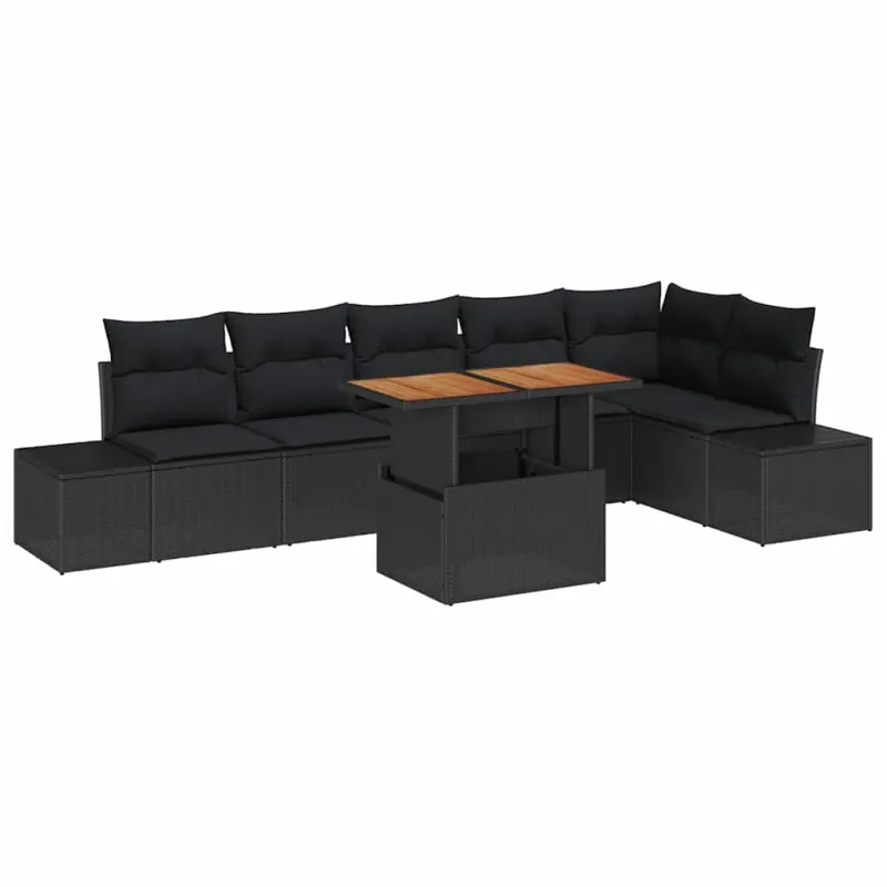 Sodo valgomojo komplektas su pagalve 7 pcs Juoda ir Ruda