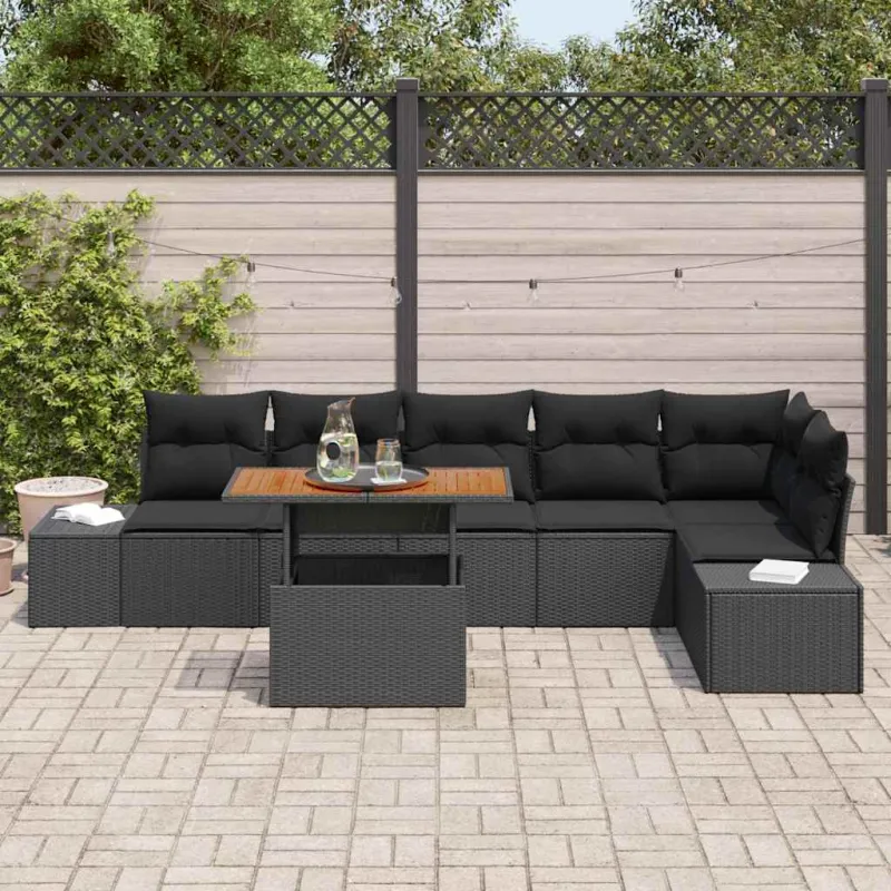 Sodo valgomojo komplektas su pagalve 7 pcs Juoda ir Ruda