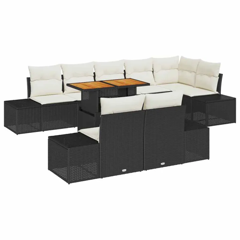 Sodo valgomojo komplektas su pagalve 9 pcs Juoda ir kreminė