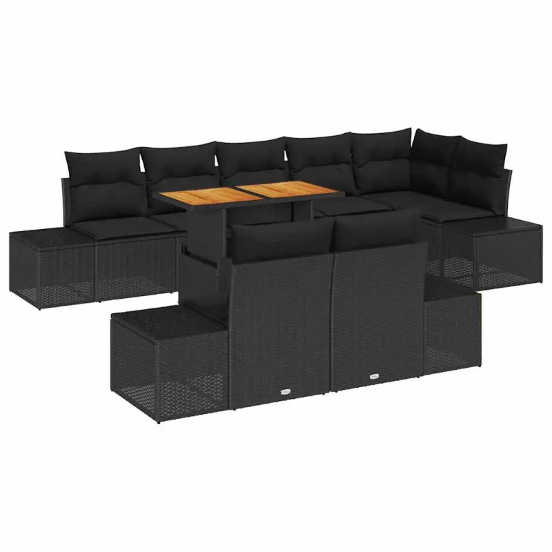 Sodo valgomojo komplektas su pagalve 9 pcs Juoda ir Ruda