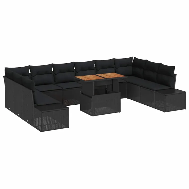 Sodo Sofų Rinkinys su pagalve 11 pcs Juoda ir Ruda