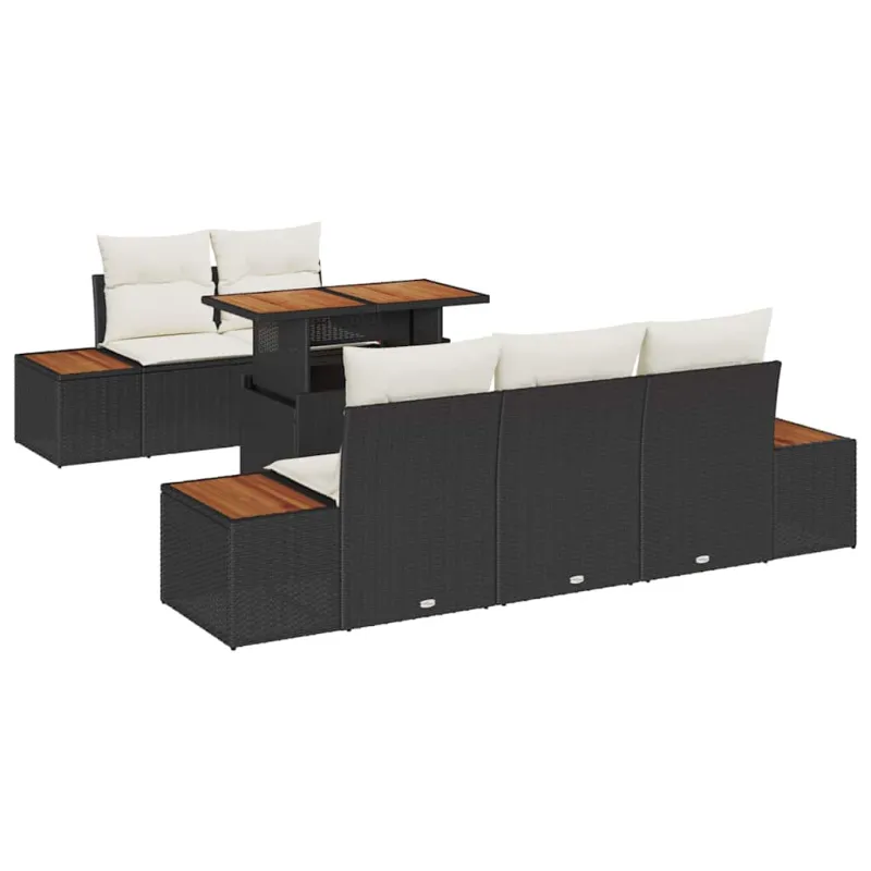 Sodo valgomojo komplektas su pagalve 6 pcs Juoda ir smėlinė