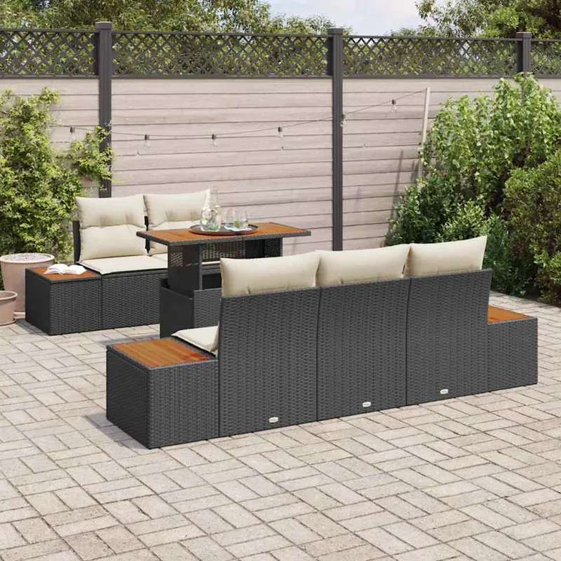Sodo valgomojo komplektas su pagalve 6 pcs Juoda ir smėlinė