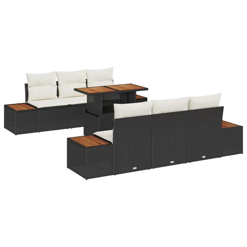Sodo valgomojo komplektas su pagalve 7 pcs Juoda ir smėlinė