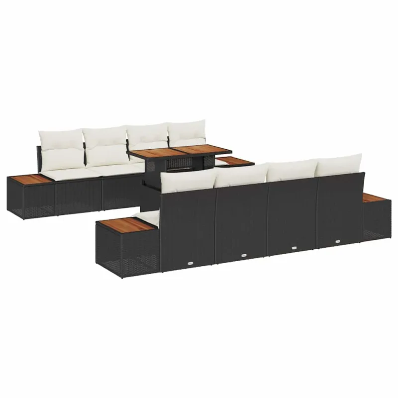 Sodo valgomojo komplektas su pagalve 9 pcs Juoda ir smėlinė