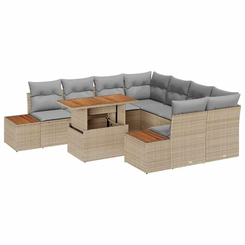 Sodo valgomojo komplektas su pagalve 9 pcs Bežinė ir pilka