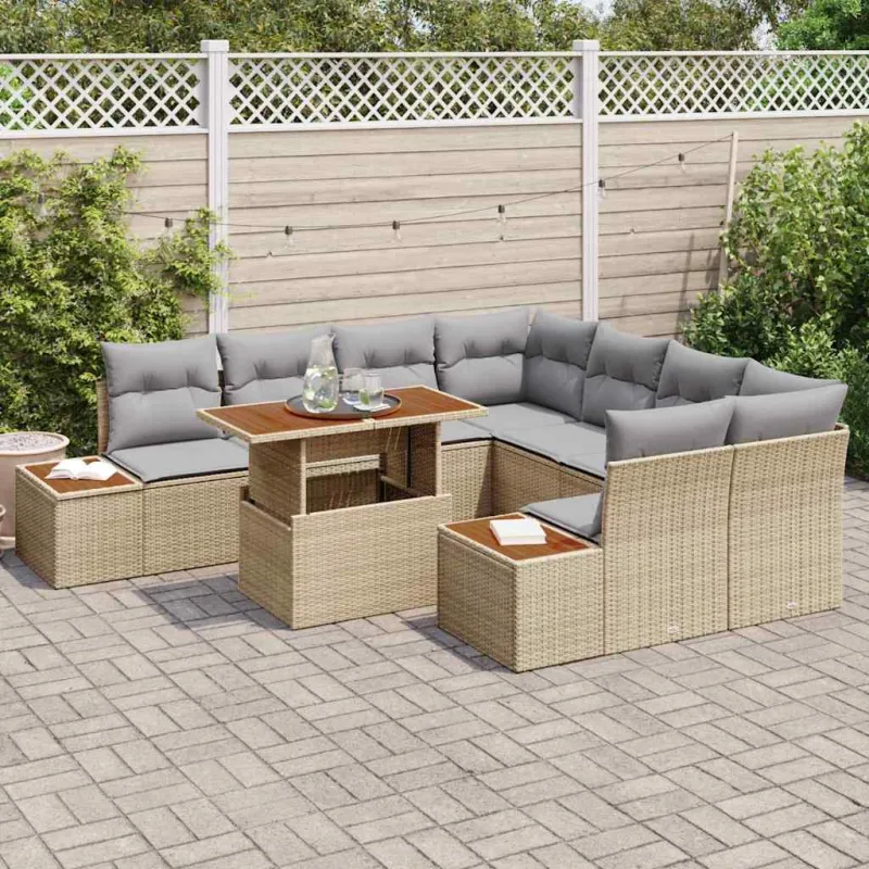 Sodo valgomojo komplektas su pagalve 9 pcs Bežinė ir pilka