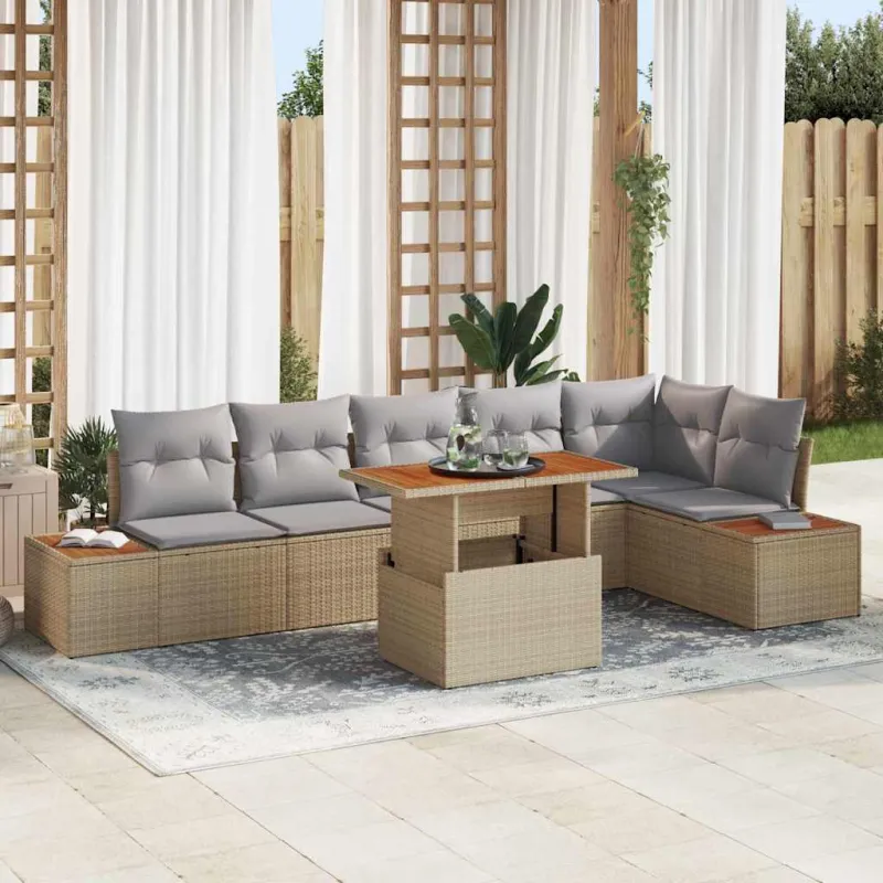 Sodo valgomojo komplektas su pagalve 7 pcs Bežinė ir pilka