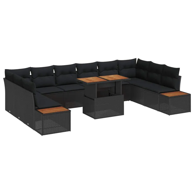 Sodo valgomojo komplektas su pagalve 11 pcs Juoda ir Ruda