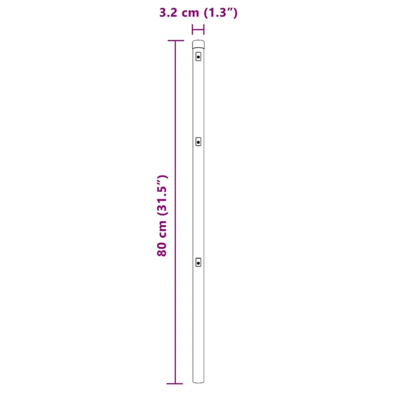 Įmontuotas tvoros stulpas 26 pcs Pilka