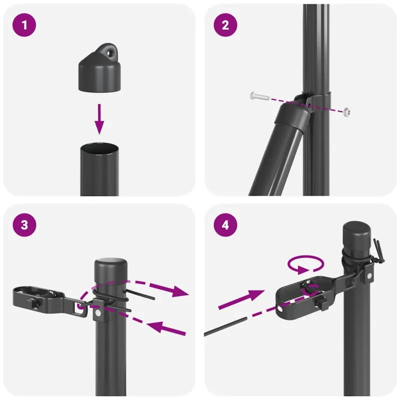 Įmontuotas tvoros stulpas 26 pcs Pilka