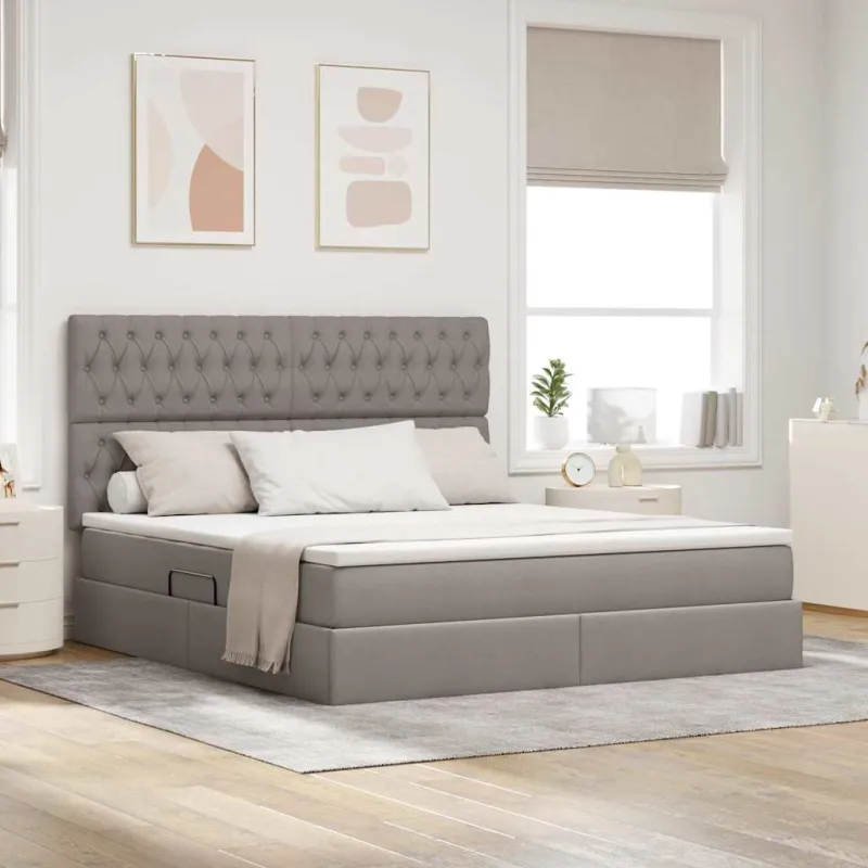 LED saugojimo lova su čiužiniu Taupe 160 x 200 cm Audinys
