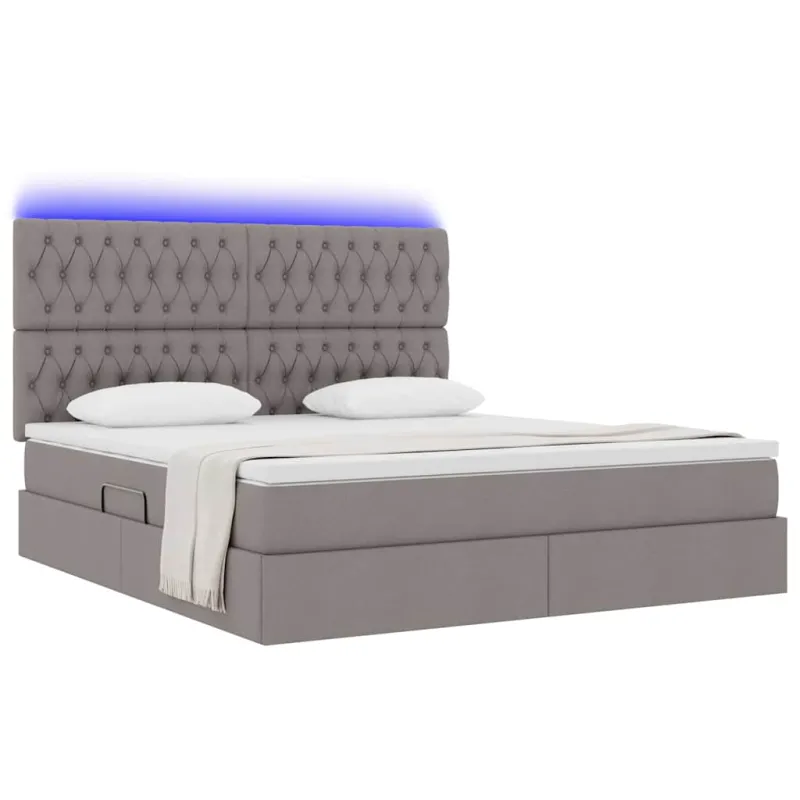 LED saugojimo lova su čiužiniu Taupe 160 x 200 cm Audinys