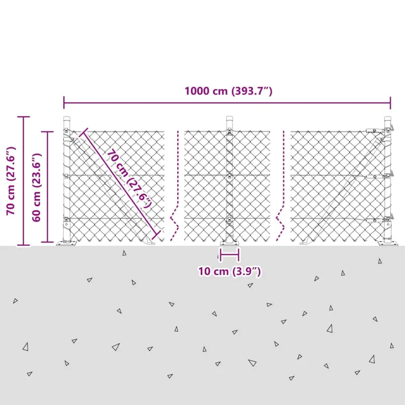 Suvirinta vielos tvora su betono baze 10 x 0,6 m (P x A)