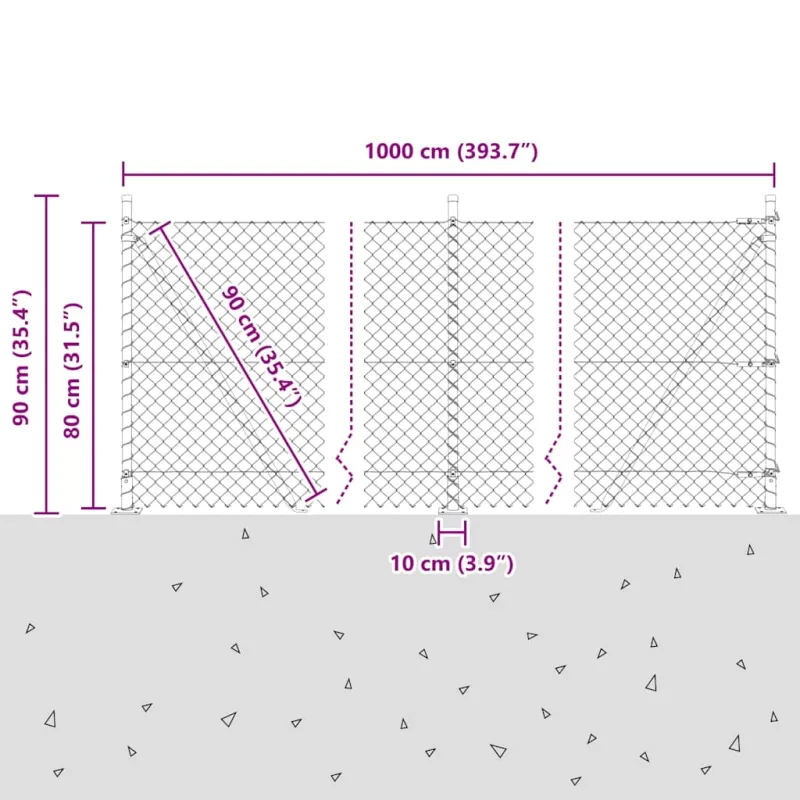 Suvirinta vielos tvora su betono baze 10 x 0,8 m (P x A)