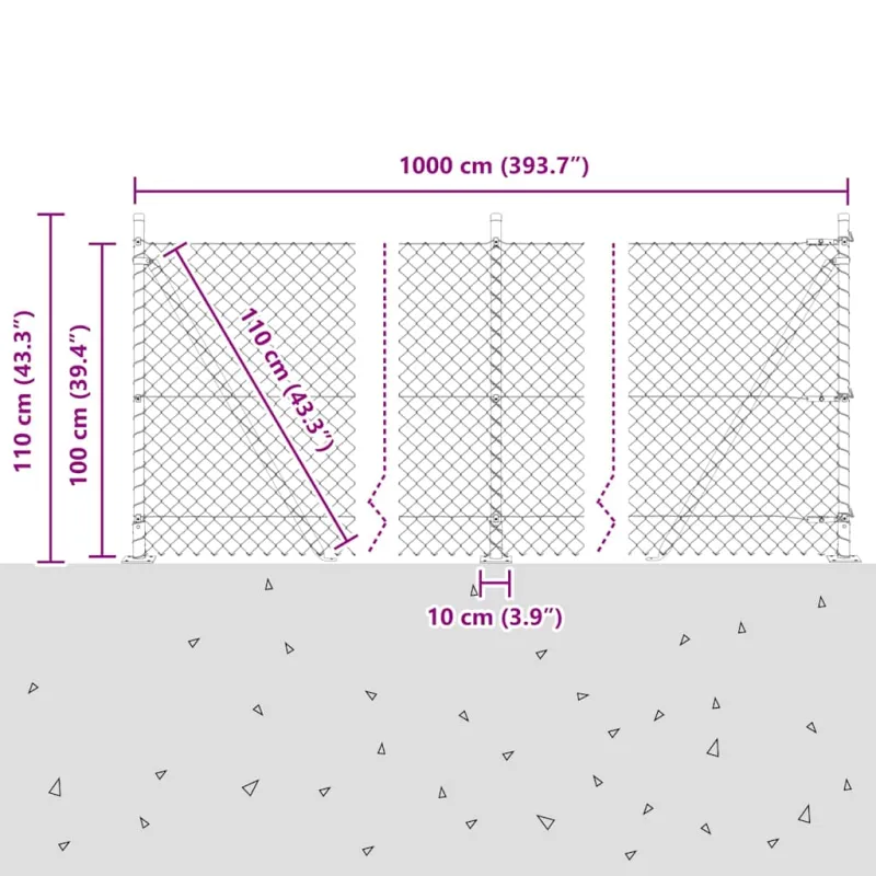 Suvirinta vielos tvora su betono baze 10 x 1 m (P x A)