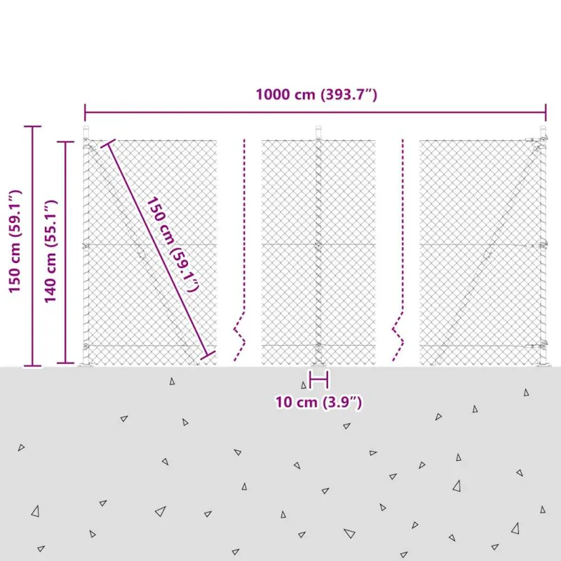 Suvirinta vielos tvora su betono baze 10 x 1,4 m (P x A)