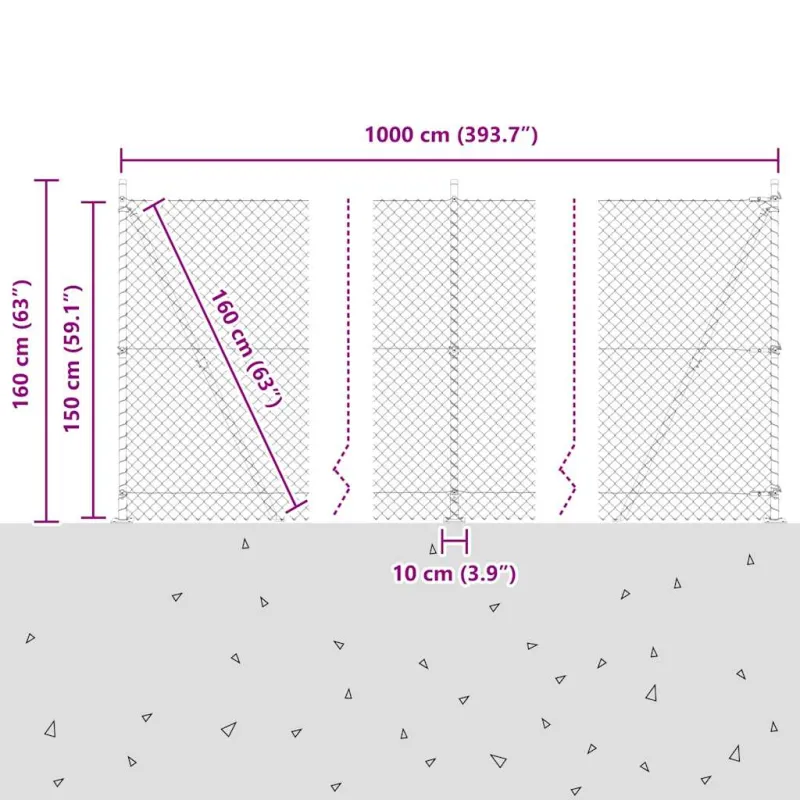 Suvirinta vielos tvora su betono baze 10 x 1,5 m (P x A)