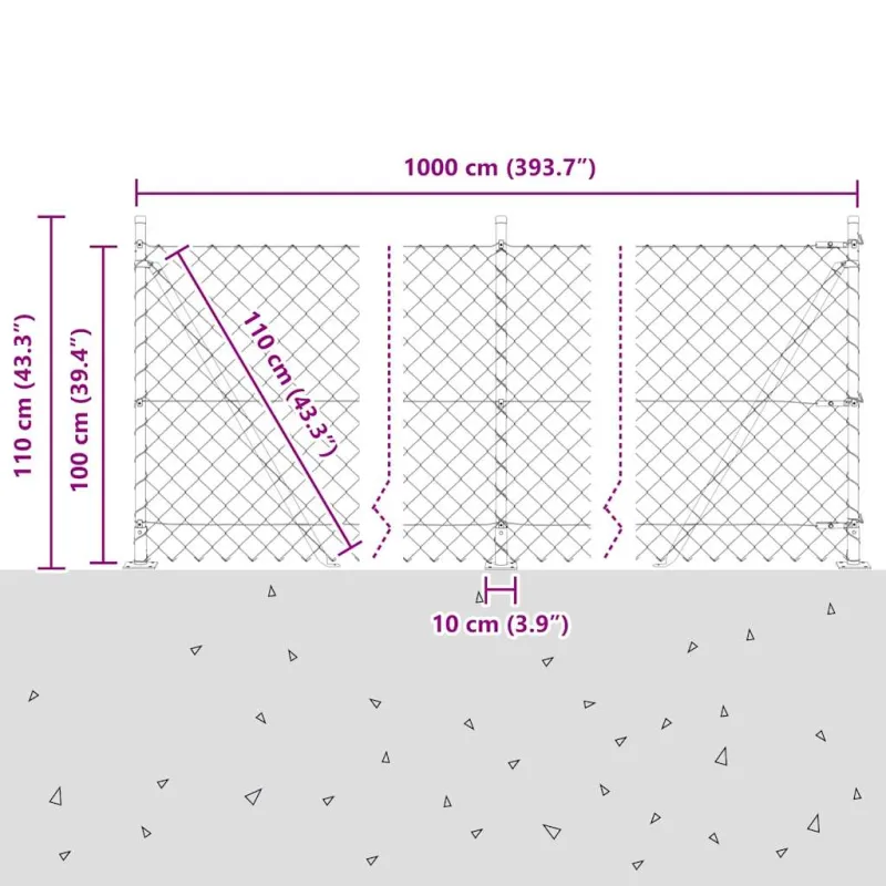 Suvirinta vielos tvora su betono baze 10 x 1 m (P x A)