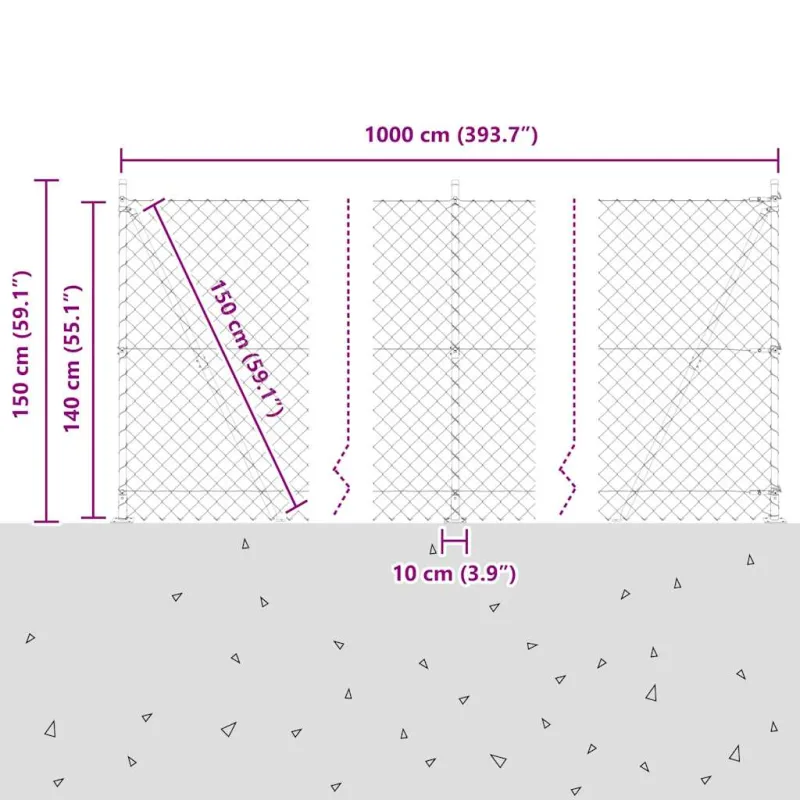 Suvirinta vielos tvora su betono baze 10 x 1,4 m (P x A)