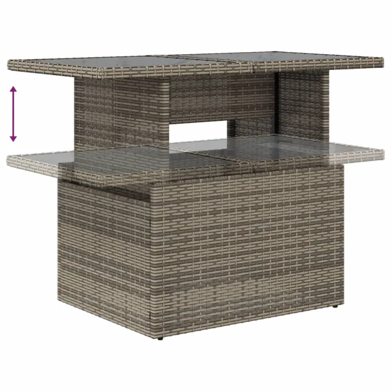 Sofos komplekti, 7 osaa, harmaa, polyrotting-ruokailuryhmä ja tyynyt