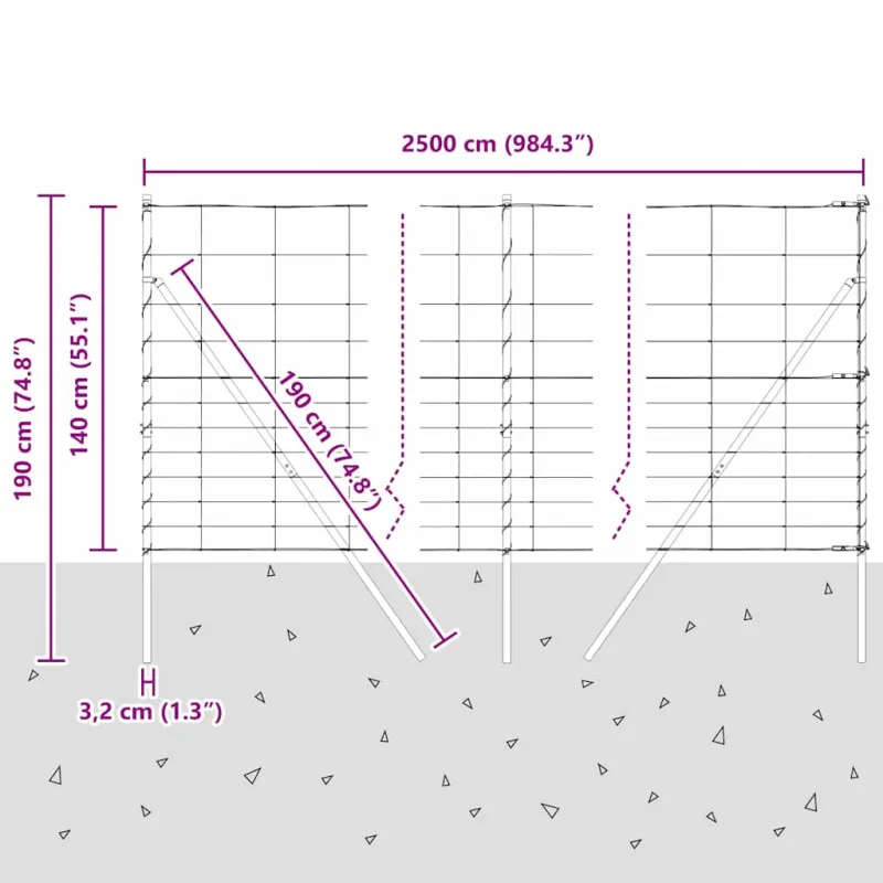 Pagrindo Suvirintas Vielos Tvora 25 x 1,4 m (Plotis x Aukštis)